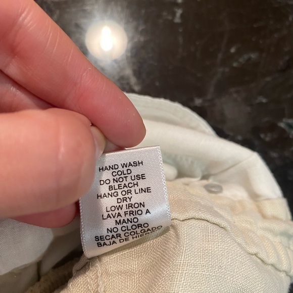 Anthropologie Cream / Beige Linen Track Short with elastic waist and tie front L - Picture 3 of 8